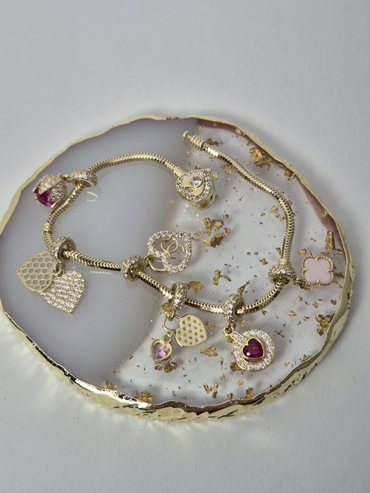 Nowy złoty charms do bransoletki typu Pandora ręka Fatimy