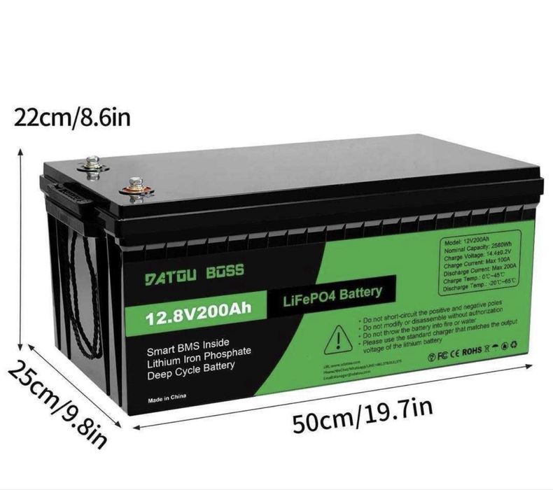 Акумулятор літій-залізо-фосфатний LiFePO4 200 Ah 12 V 2560Wh BMS Boss