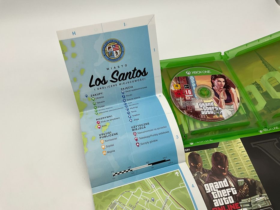 Grand Theft Auto V na Xbox One – Gra akcji, 2014 + mapa miasta Los Santos