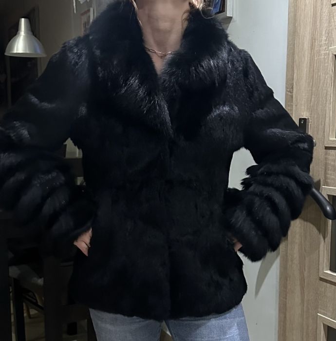 Kurtka futerko naturalne lis królik