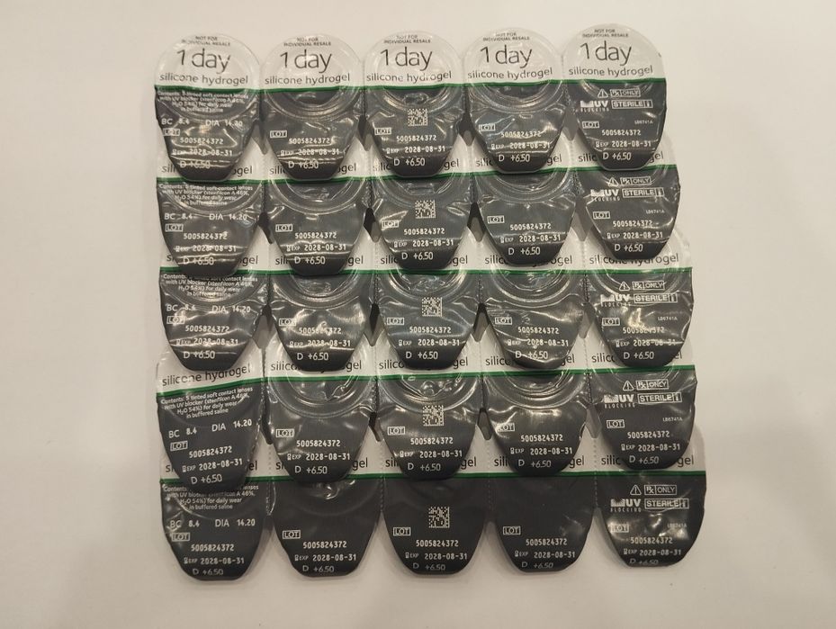 Soczewki +6.50 25szt