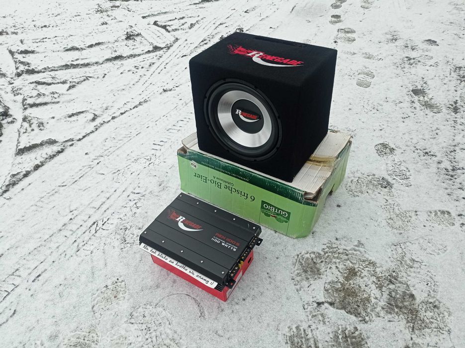 Subwoofer Tuba Skrzynia Basowa RENEGADE 300RMS Wzmacniacz 1100W