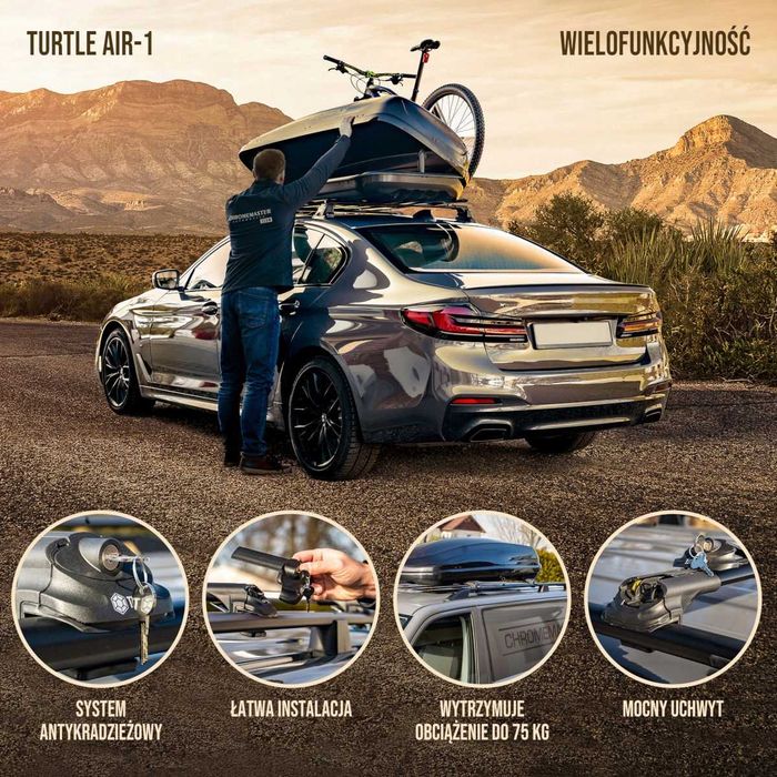 Bagażnik dachowy TURTLE belki na relingi Volvo V40 V50 V70 XC70 XC90