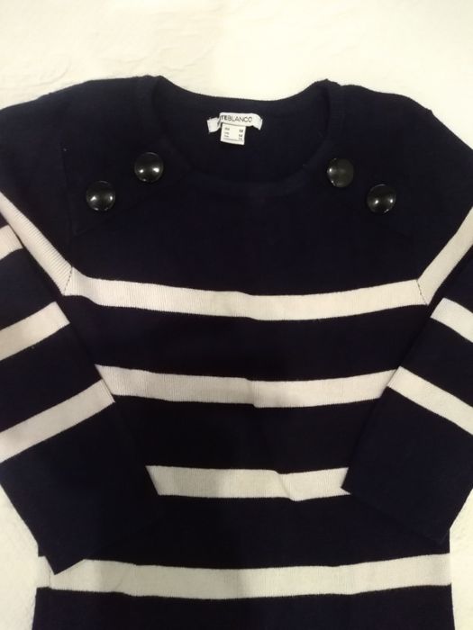 Vestido malha marinheiro - Blanco