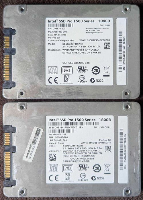 INTEL 520 series 180gb 5шт + інші