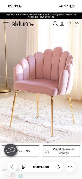 Cadeira Rosa Veludo Sklum