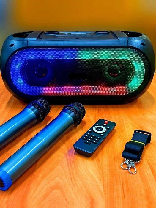 Мощная портативная Bluetooth колонка караоке ZQS 4247. 2 микрофона+пульт