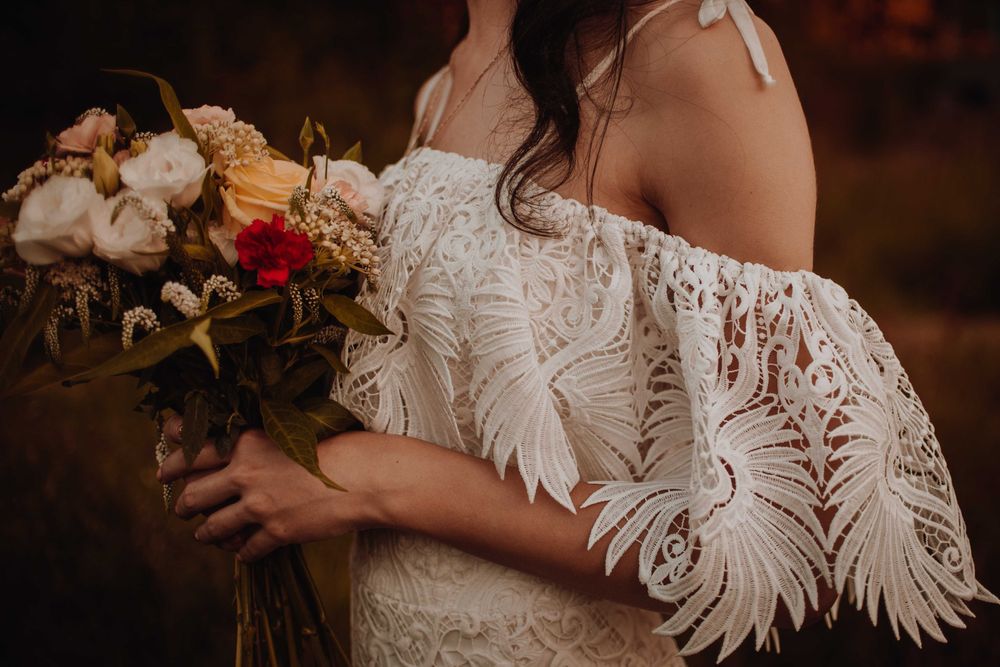 Suknia ślubna w stylu boho/ rustykalnym, rozmiar 34/36