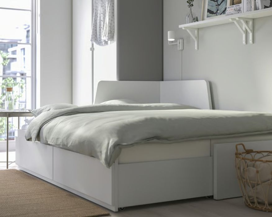 Cama FLEKKE Ikea Cama individual/dupla com 2 Gavetas Branco, 80x200cm.