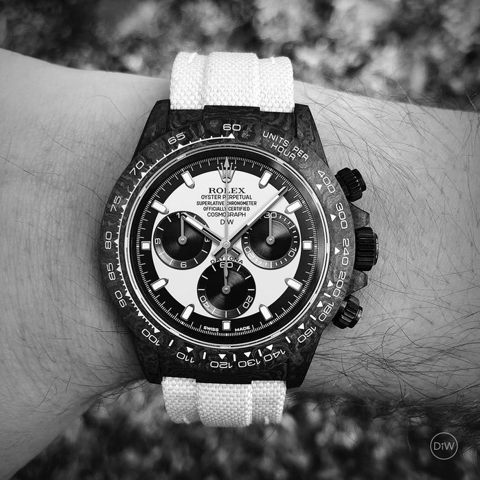 Rolex Daytona karbon pasek tekstylno Skórzany