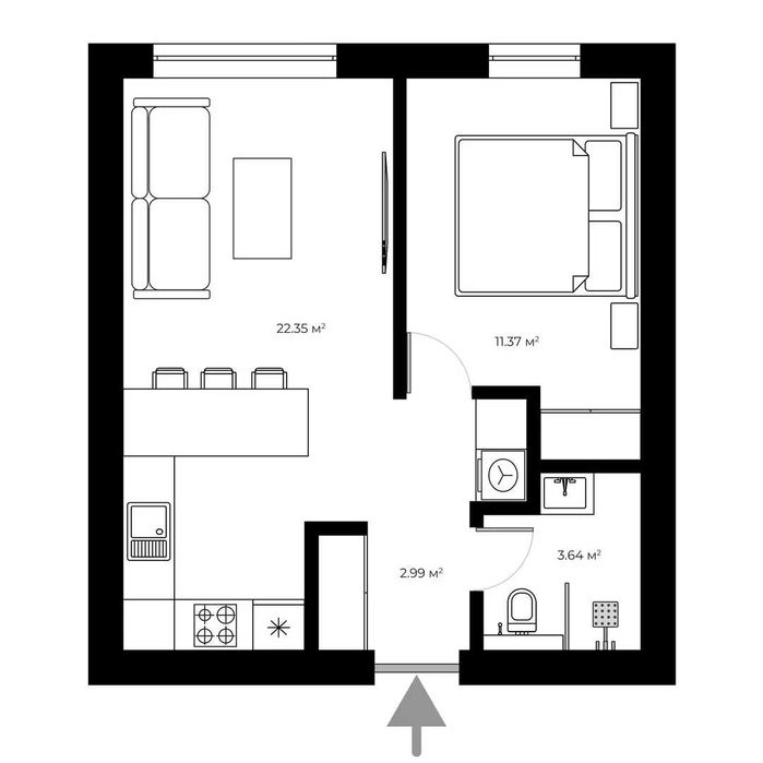 1-комнатная квартира по адресу Петефі Шандора пл. (площадь 40,4 м²) - Atlanta.ua - фото 4