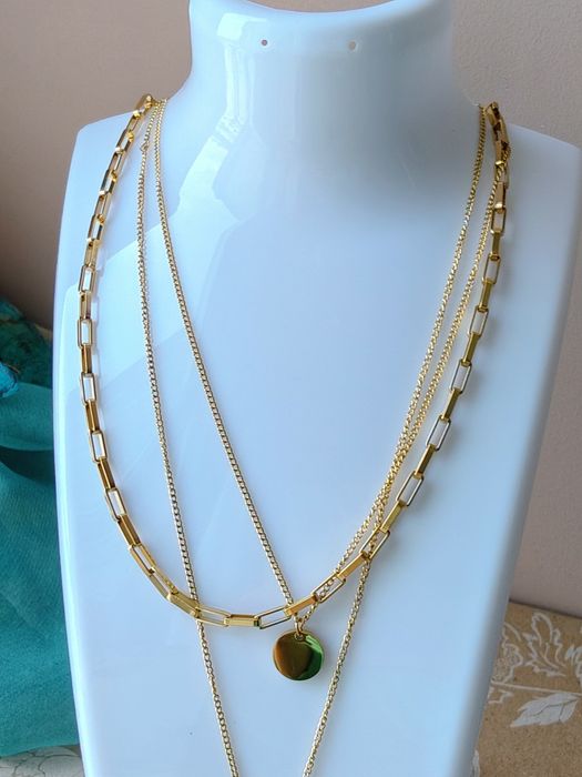 Naszyjnik w złotym kolorze komplet stainless steel