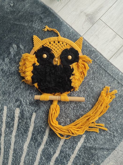 Makrama sowa czarna żółta
