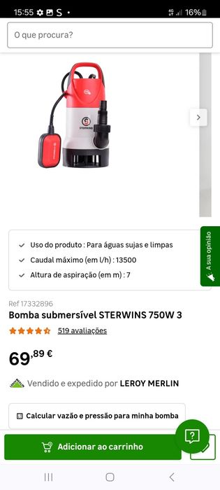 Bomba nova nao usada