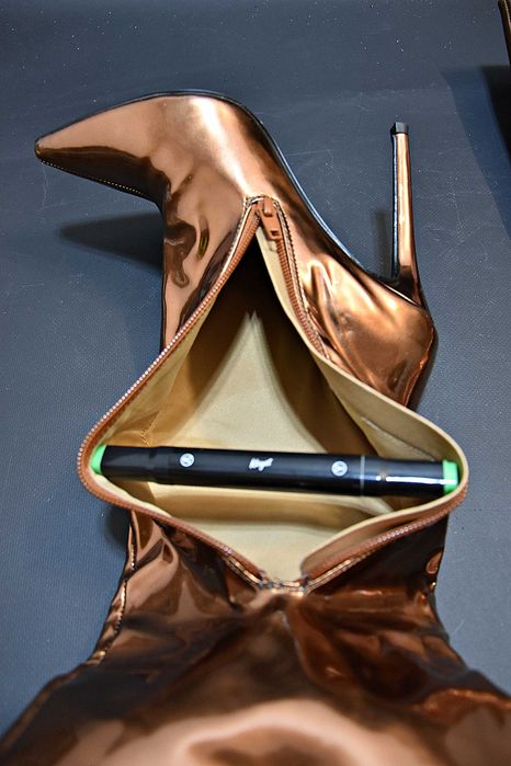 Miedziane, metaliczne kozaki, szpileczka 12 cm, rozmiar 40