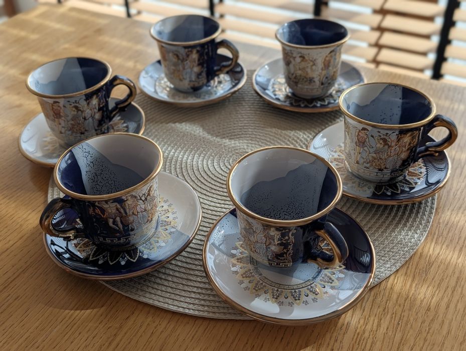 Filiżanki do kawy Handmade Grecce 24k zlote