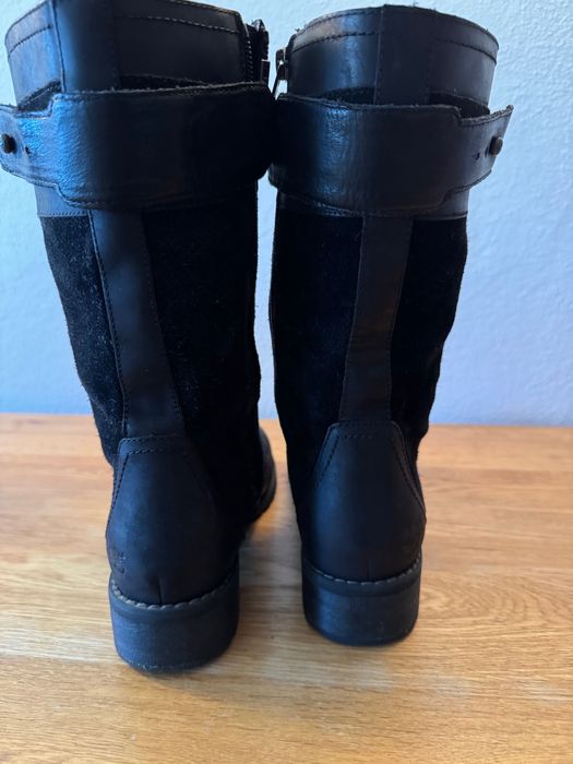 Timberland women's Wenham mid lace black long boots, leather.