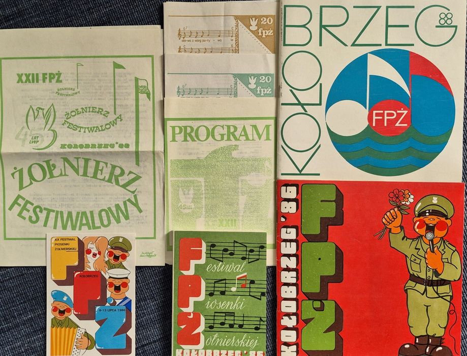 Festiwal Piosenki Żołnierskiej Kołobrzeg 1986 i 1988 r. programy, śpiewnik