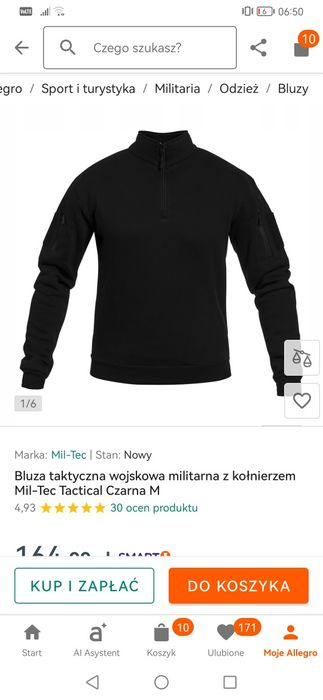 Bluza taktyczna wojskowa militarna z kołnierzem Mil-Tec Tactical Czarna M
