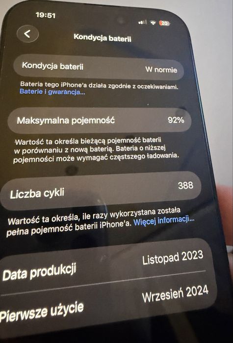 Smartfon iPhone 15 PRO 128GB jak nowy cały komplet FAKTURA