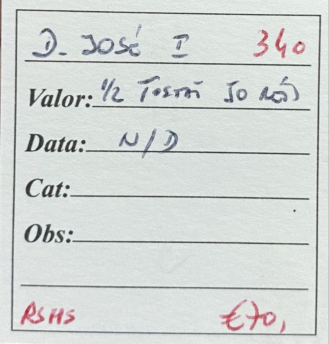 Moeda 340 - 1/2 Tostao 50 Reis D JOSE I