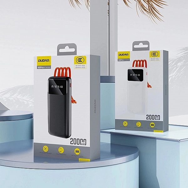 Dudao K6Pro uniwersalny powerbank 10000mAh z kablem USB, USB Typ C, Li