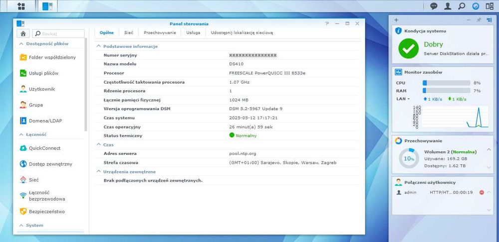 Synology DS410 - DDR2 1GB pamieci - gratis całe oprogramowanie