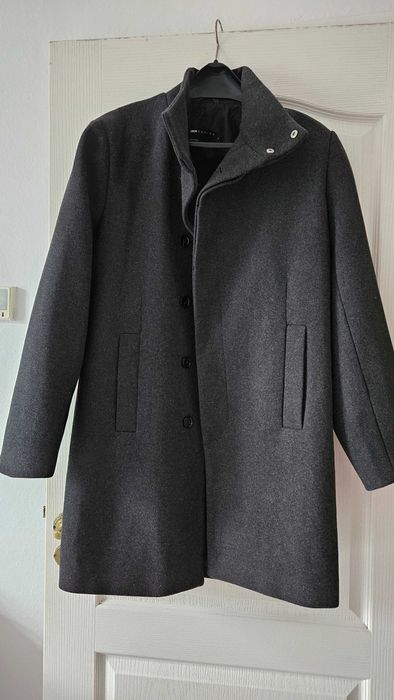 Szary wełniany męski płaszcz ASOS