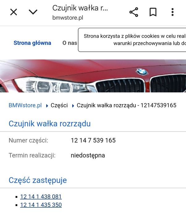 Czujnik wałka rozrządu ssący BMW E39 E46 E36 E38 X5 E60 M54 M52TU