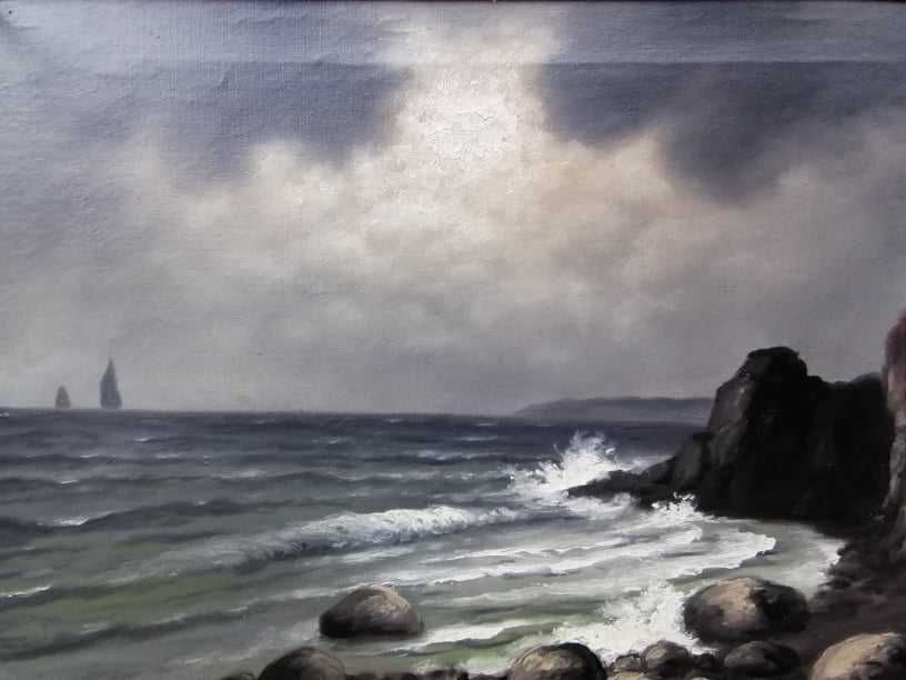 Pejzaż morski, olej/płótno, Hans Peter Engmann (ur.1879- zm.1938)