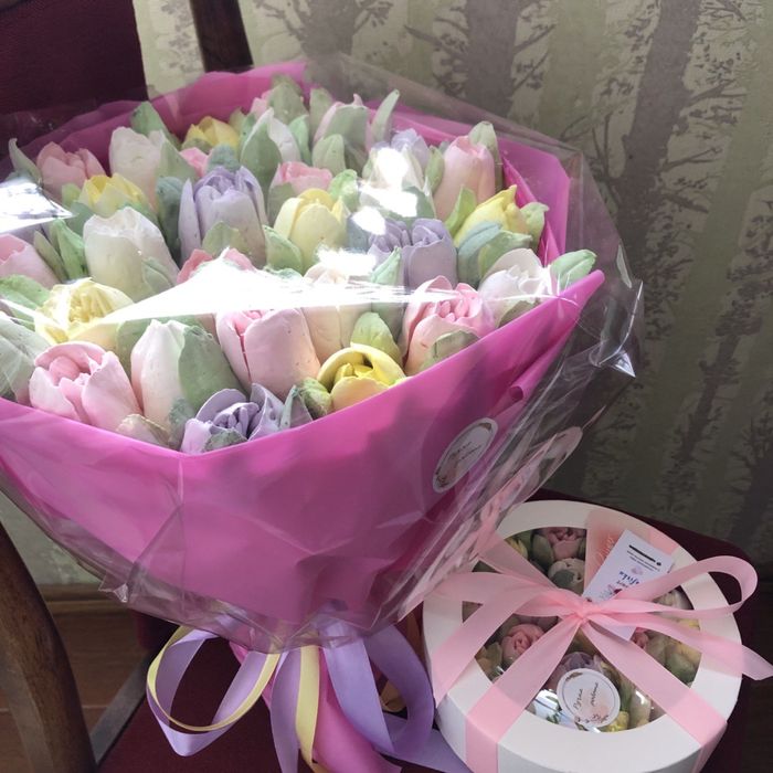 Букет із зефіру, тюльпани, квіти , подарунок