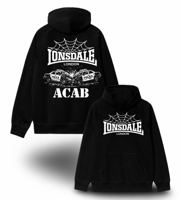 Худи Lonsdale London Fight Logo черное лонсдей кофта толстовка