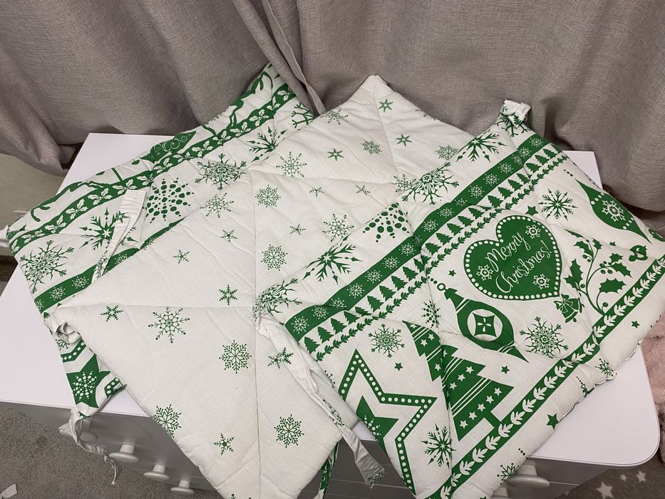 Новорічні бортики у кроватку повний комплект простиралло півковдра