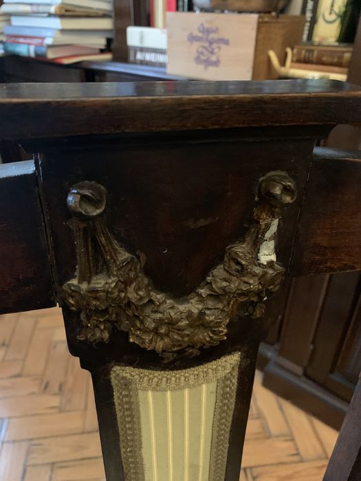 6 Cadeiras Antigas Vintage Madeira e Talha Dourada Estofo Seda