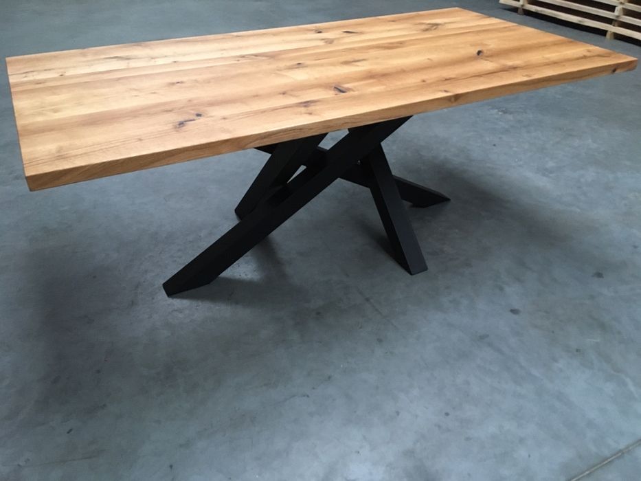 stół loft skandynawski industrialny dębowy lity