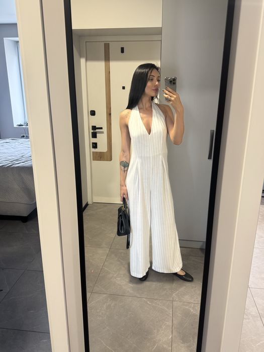 Комбінезон білий з льону на зріст 160 см