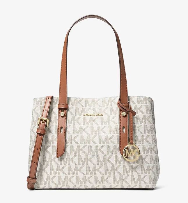 NOWA Oryginalna Mała Torebka Michael Kors Mel Small Logo Tote Bag Vanilla