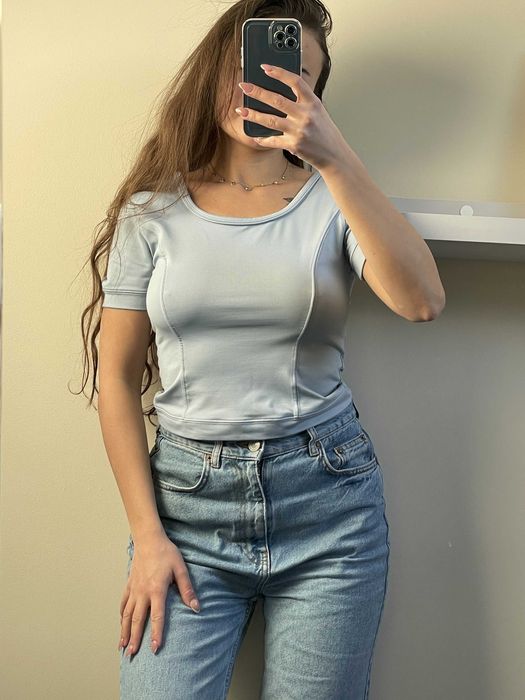Niebieski crop top rozmiar S