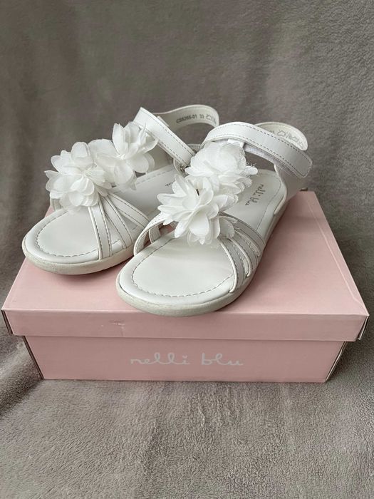 Дитячі босоніжки білі Nelly blu, святкові 33 розмір
