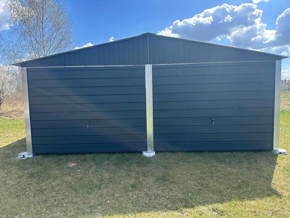 Garaż blaszak 6x5 antracyt grafit dwuspadowy drewnopodobny Garaż na wymiar Blaszak na zamówienie PRODUCENT Garaż Magazyn Wiata 6x8 4x6 7x7 6X6 9X6 8X5