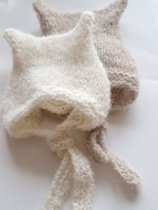 Czapka Kotek 6-12m-cy.Alpaka.Handmade