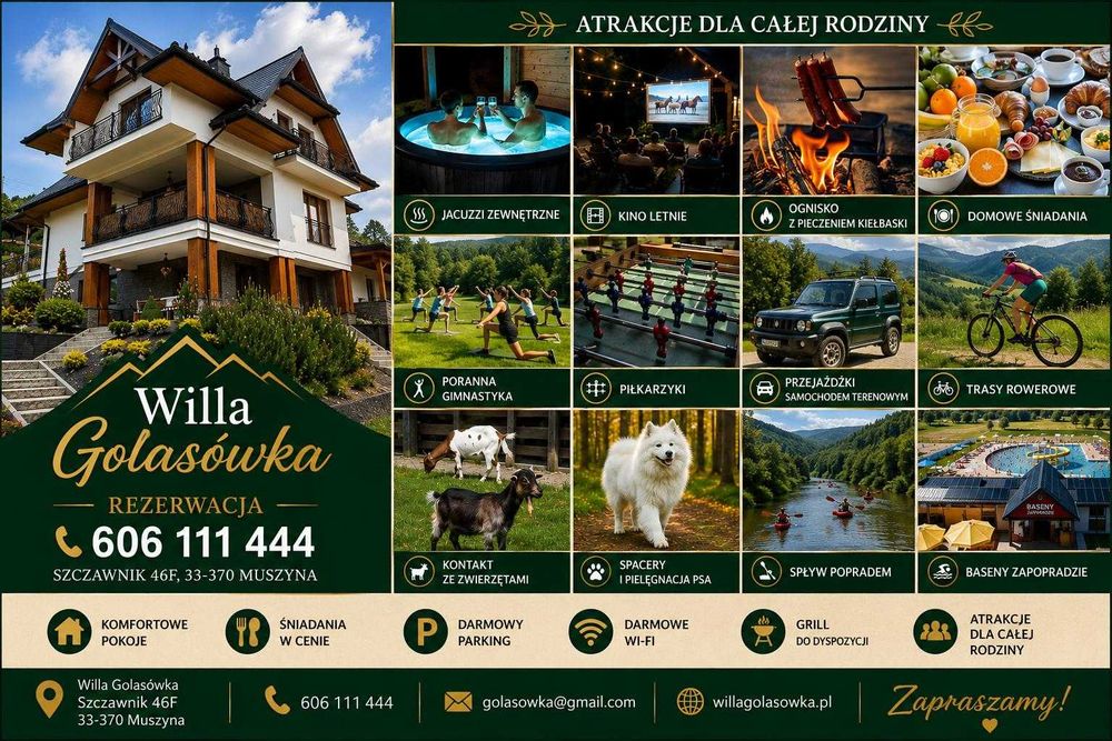 Extra Domek w Górach Wolny od 23.08.  na wyłączność - 3 sypialnie do 12 os Spa Jacuzzi Wakacje Pobyt Wynajem Pokoje Apartamenty