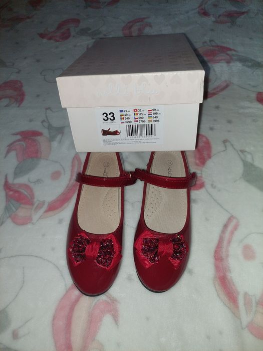 J.Nowe czerwone lakierki rozm. 33 eleganckie, baletki