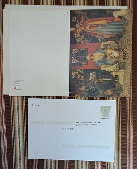 Pack 8 postais de Natal, CTT taxa paga