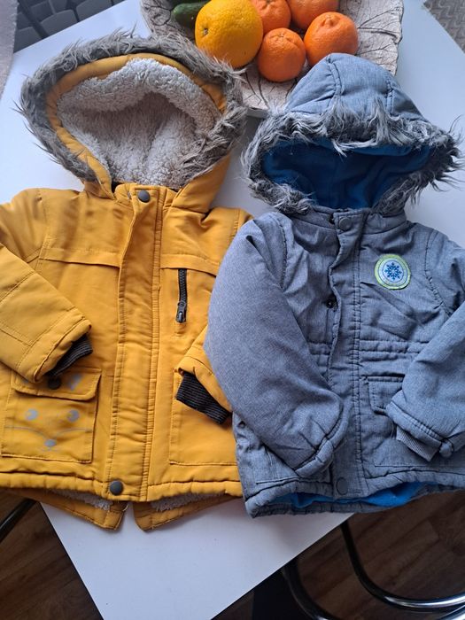 Zimowe kurtki chłopięce 2 sztuki r 92