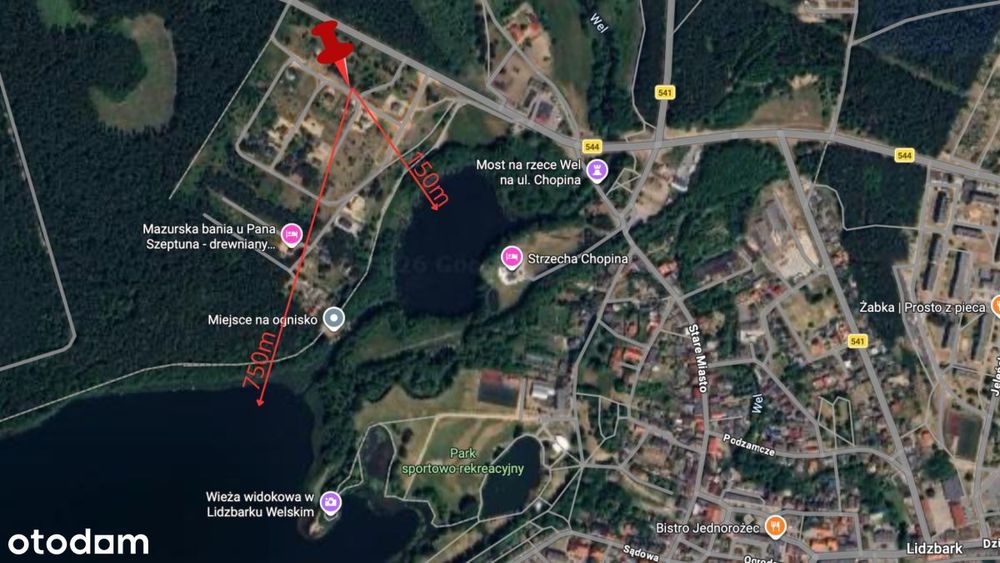 Działka 1250 m² | 150 m od jeziora | Lidzbark