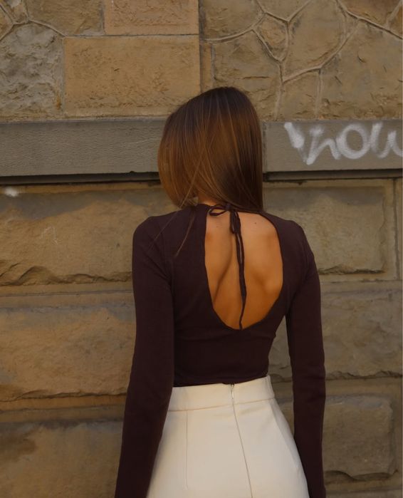 Боді Cher17 в шоколадному кольорі з відкритою спиною
