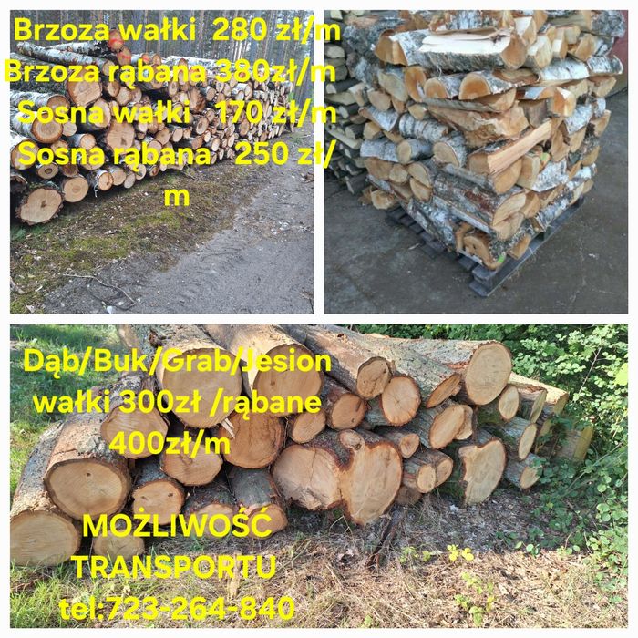 Drewno kominkowe opałowe w walkach , dab ,sosna,