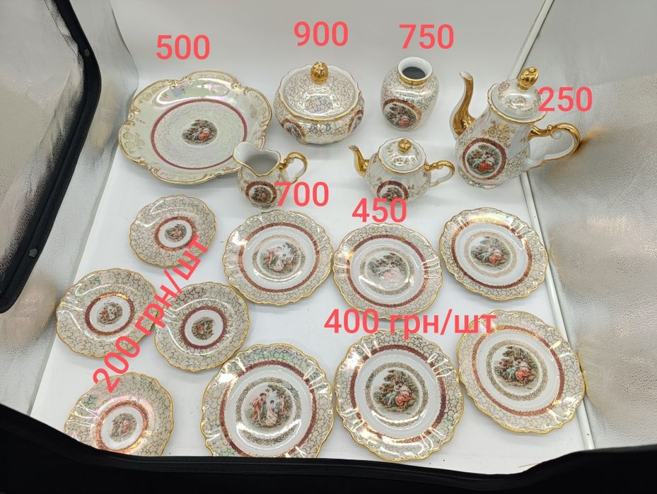 Старый винтажный чайник сервиз набор немецкий мадонна  STP  тарелки