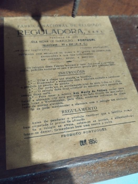 Vendo relógio Reguladora Nossa Senhora de Fátima